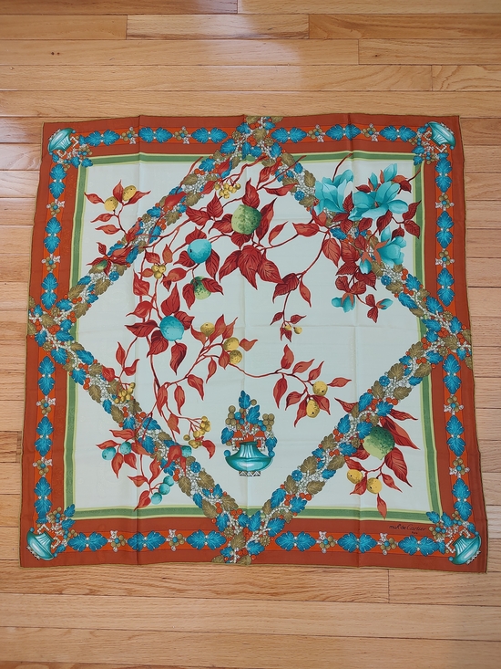 Cartier Accessories - Cartier vintage floral silk Must de Cartier large scarf EUC